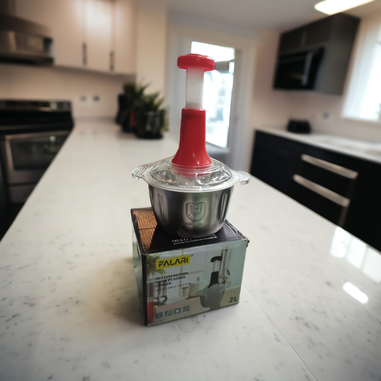 up down hand pressure vegetable chopper steel bowl 2.liter up down hand pressure vegetable chopper steel bowl 2.liter